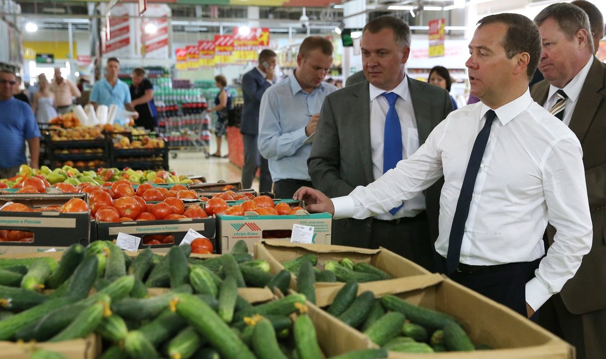 Venemaa peaminister Dmitri Medvedev 1. septembril riigi toidupoode inspekteerimas.