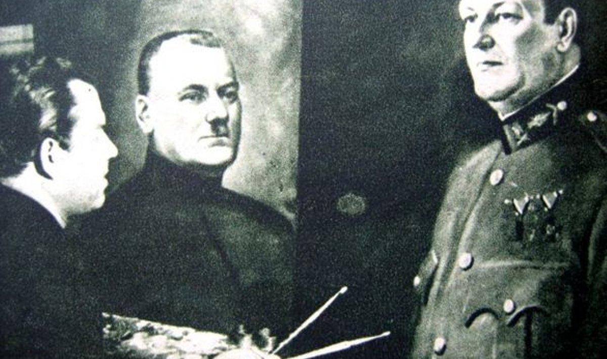 KAKS KORRAGA: Karl-August Herman tööhoos maalimas kindraleid Johan Unti ja Nikolai Reeki.