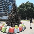 В Австралии установили елку из сгоревших деревьев