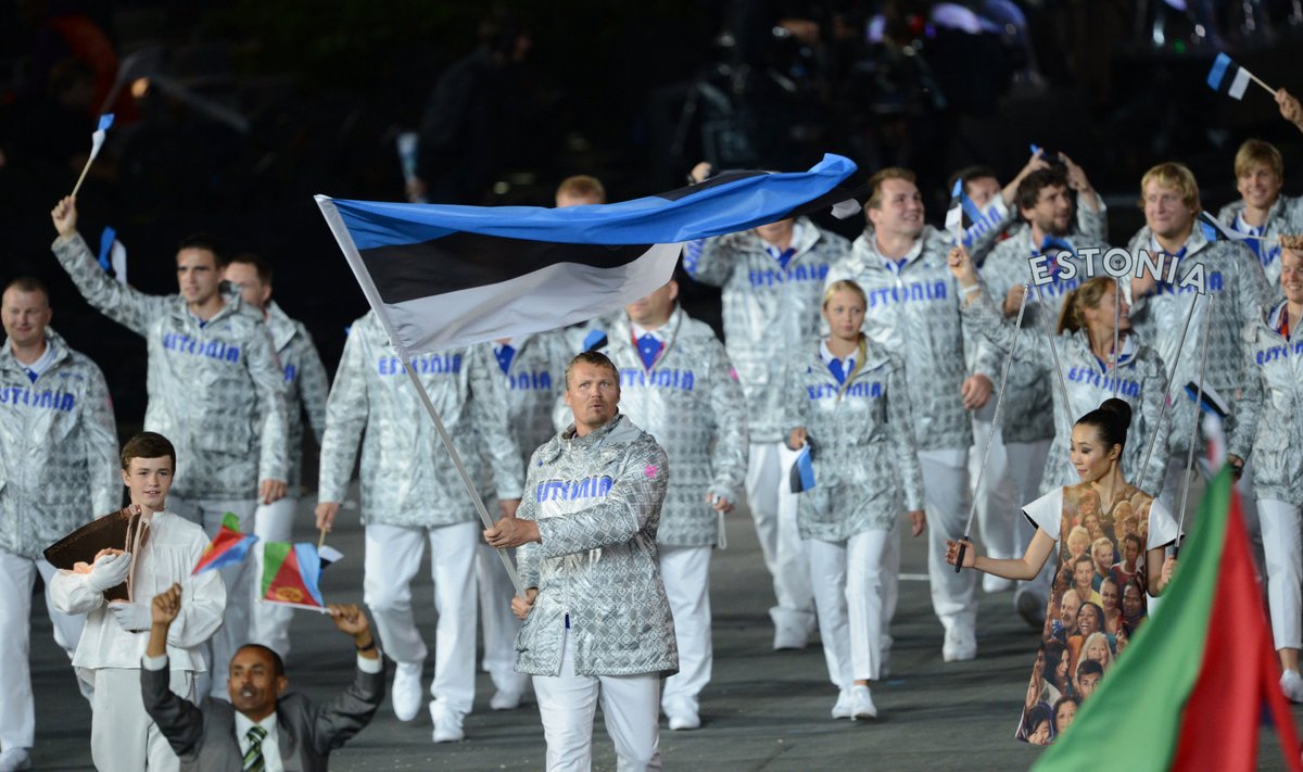 Eesti delegatsioon Londoni olümpia avamisel. 