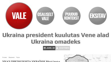 FAKTIKONTROLL | Ukraina president ei kuulutanud Venemaa alasid Ukraina omadeks