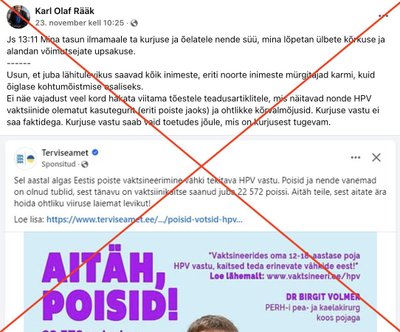 Kuvatõmmis Facebooki postitusest