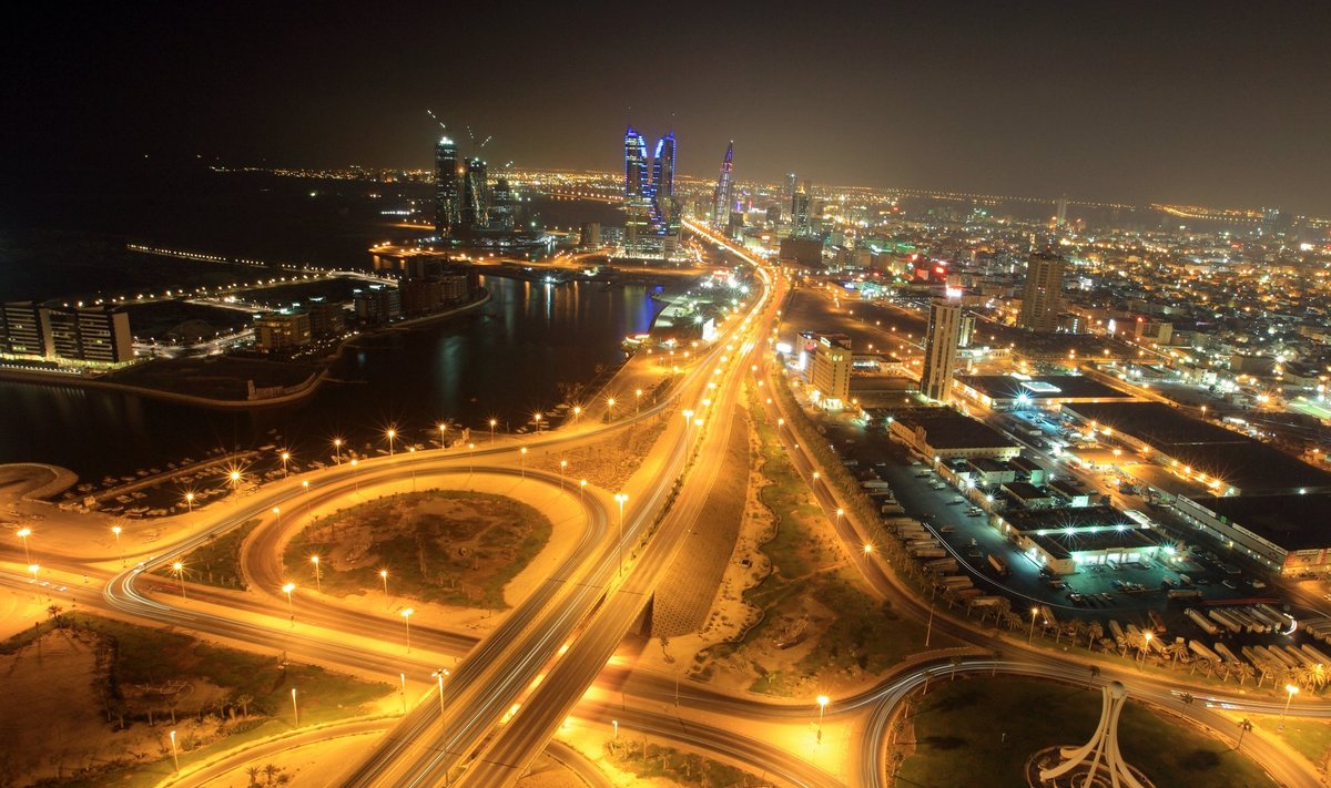 City view of Bahrain's capital Manama is seen from Abraj Al Lulu