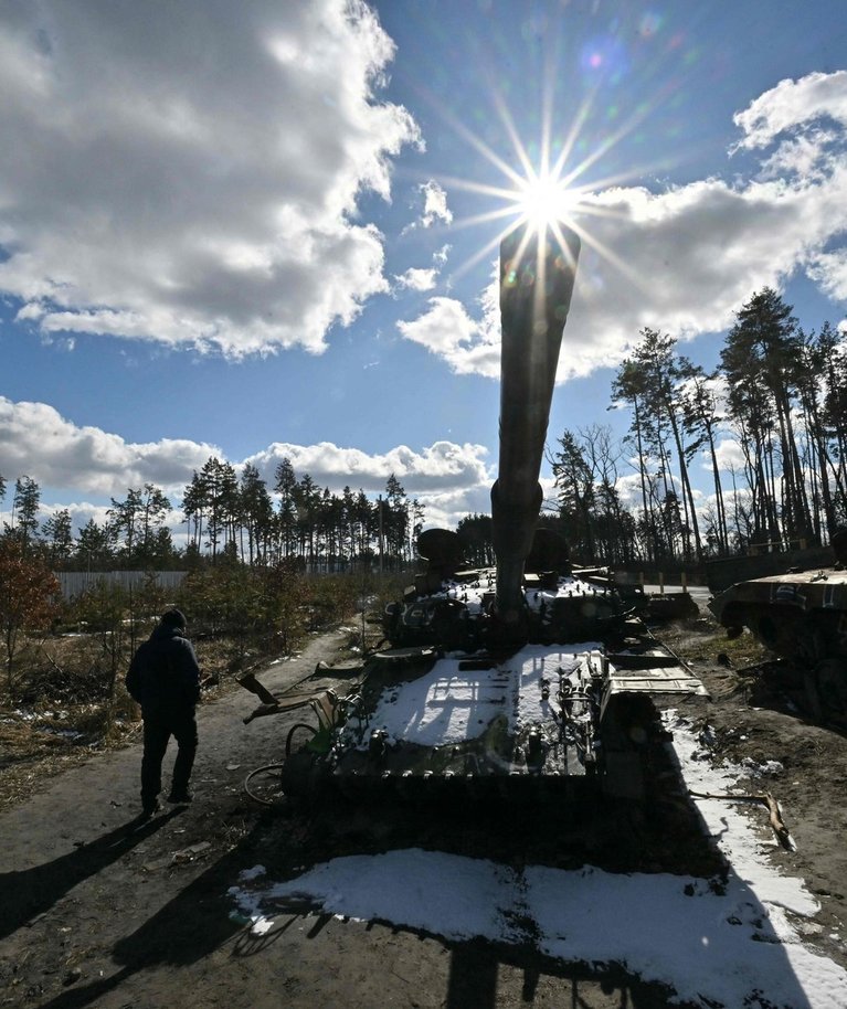 Hävitatud Vene tank Kiievi lähistel. Foto tehtud 6. märtsil 2023.
