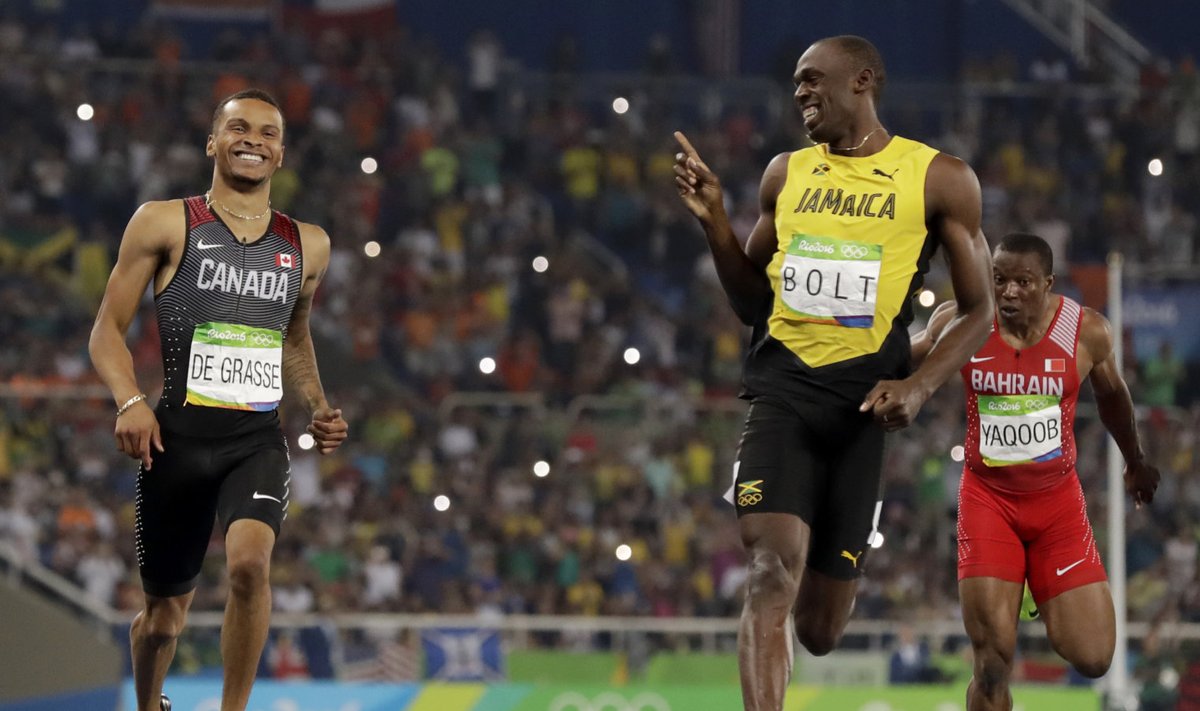 Usain Bolt edestab suurkonkurenti De Grasse'i