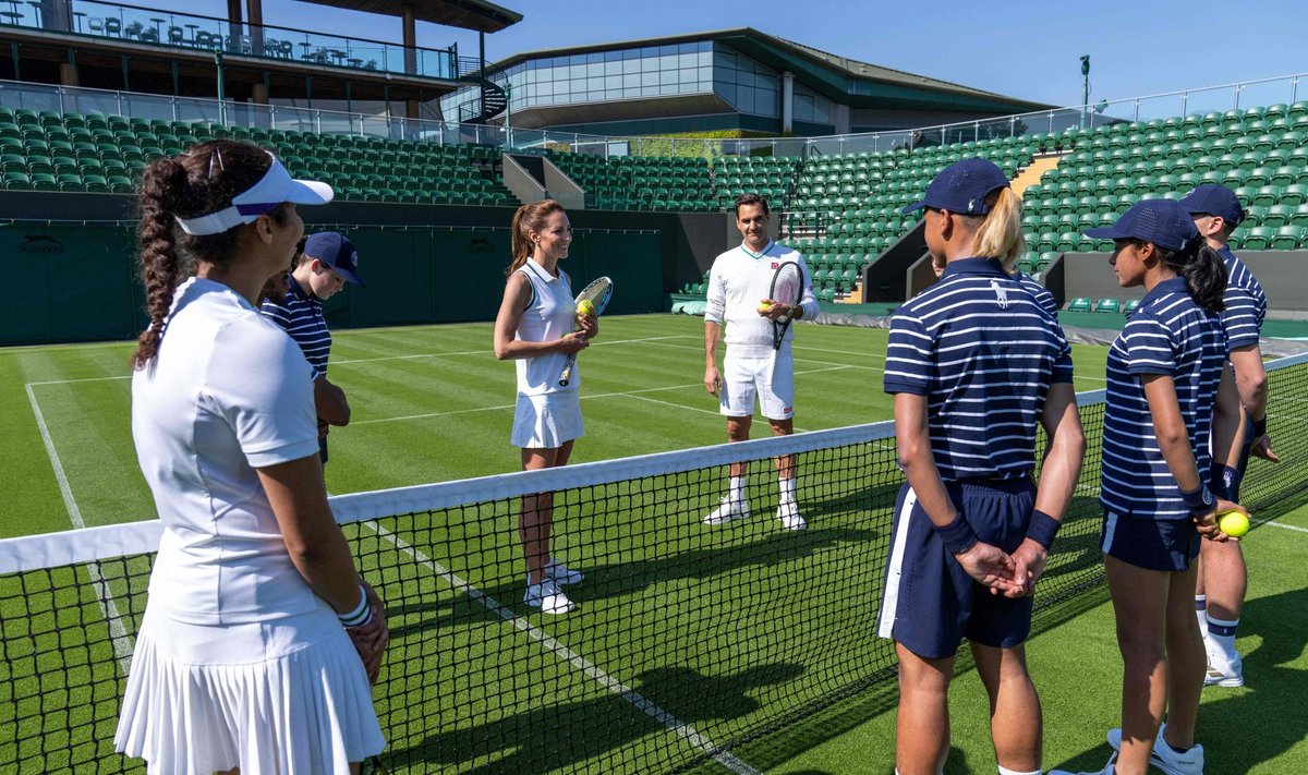 Roger Federer ja Walesi printsess veetsid Wimbledonis aega pallilastega.