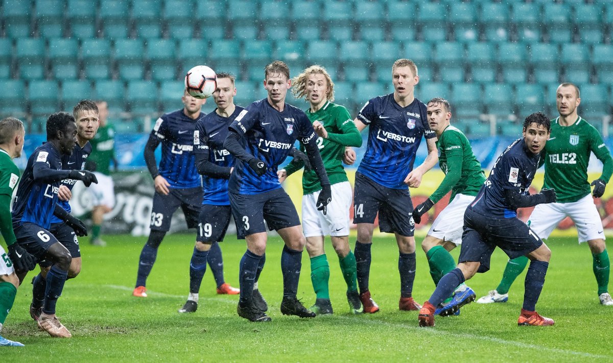 Eesti jalgpallimeistrivõistluste kohtumine FC Flora ja Paide Linnameeskonna vahel.