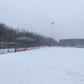 FOTO: Lasnamäe staadion mattus lumme, FCI - Paide mäng lükkus homsele