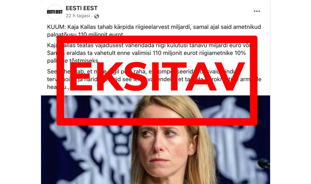 Lehekülje "Eesti Eest" postitus
