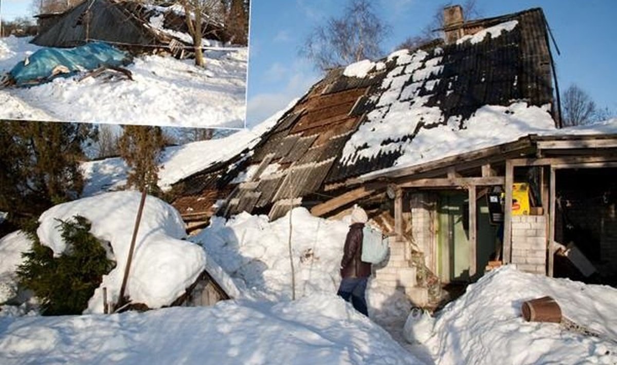 Muhu saarel kokku varisenud ligi 300 aastat vana maja. Foto: Irina Mägi / Meie Maa