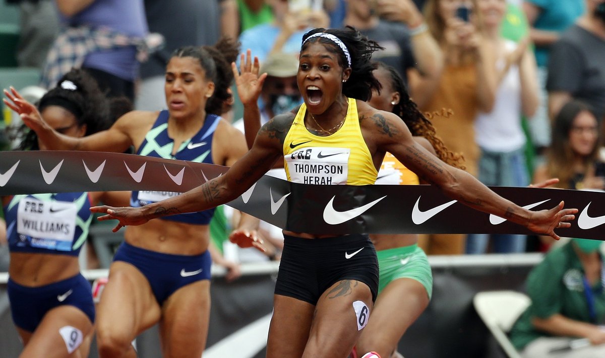 Elaine Thompson-Herah sai naiste 100 m jooksus kirja kõigi aegade teise tulemuse.