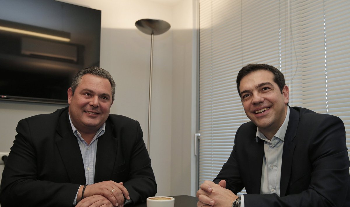 Sõltumatute Kreeklaste juht Panos Kammenos ja SYRIZA peaministrikandidaat Alexis Tsipras