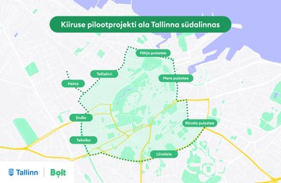 Piirkiirust alandatakse Tallinna südalinnas Põhja puiestee, Mere puiestee, Rävala puiestee, Liivalaia, Tehnika ja Telliskivi tänavatest vanalinna poole jääval alal.