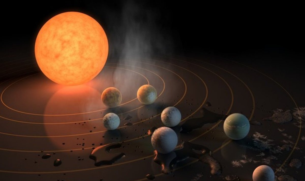 TRAPPIST--1 süsteem kunstniku nägemuses