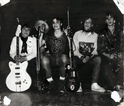 HARULDANE FOTO: Terminaator 1987. aastal. (Vasakult) Jaagup Kreem, bändi liider Arch ehk Arno Veimer, Tiit Must  ja Margus Paalamaa