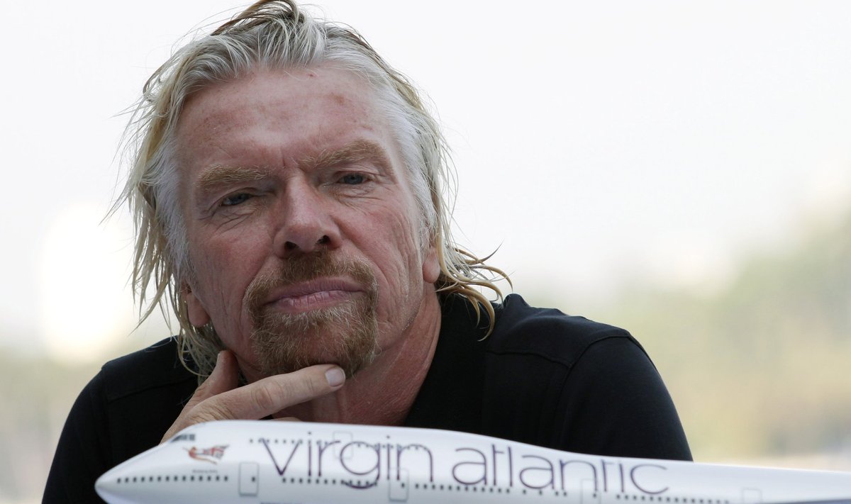 Richard Branson ja Virgin Atlanticu lennuki mudel.