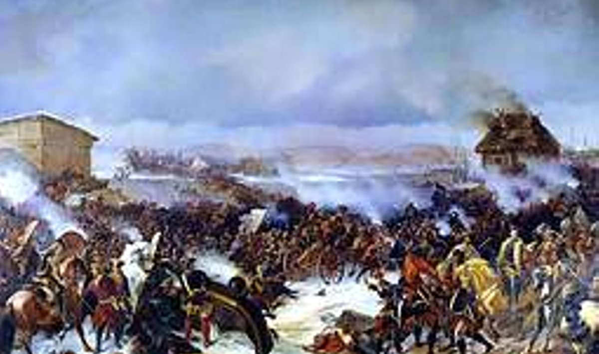 TRIUMF: Rootslastele võidukas Narva lahing aastal 1700 Alexander von Kotzebue kujutuses. Neli aastat hiljem võidutsesid samas venelased.