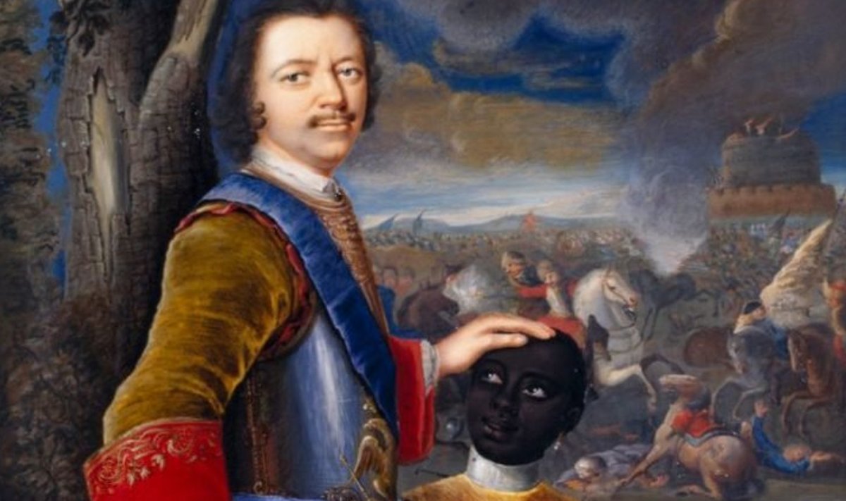 Петр Первый с Абрамом Ганнибалом на портрете барона Густава фон Мардефельда