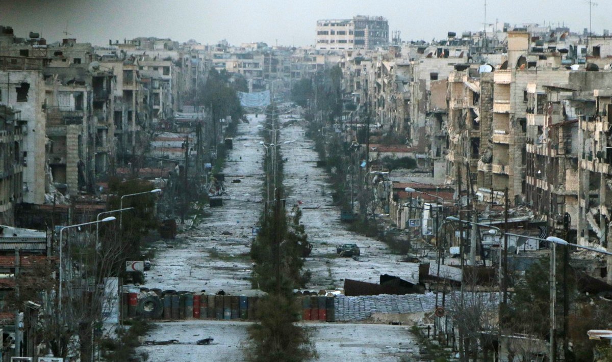 Purustatud tänav Aleppos, 2015
