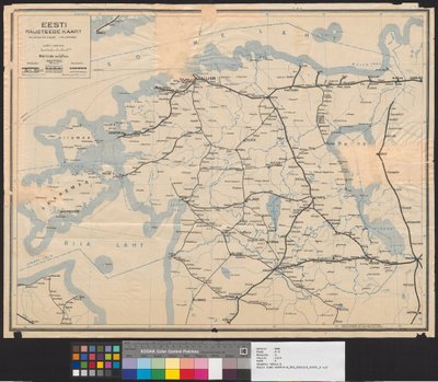 Raudteede kaart 1939. Punktiiriga kavandatud liinid