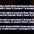 Kelle kätetöö? Soome YLE2 kanali olümpiaülekandeid enam Eesti teleritest ei näe