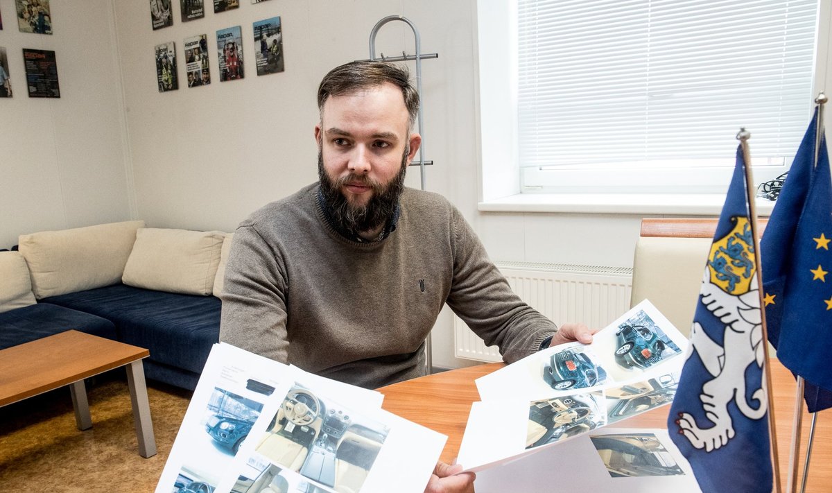 Hannes Kelt näitab pilte autodest, mida ei ole. Eestis loodud firma kaudu olematuid Bentley luksusautosid müünud ukrainlane saadi kätte nädal aega pärast tema tuvastamist.