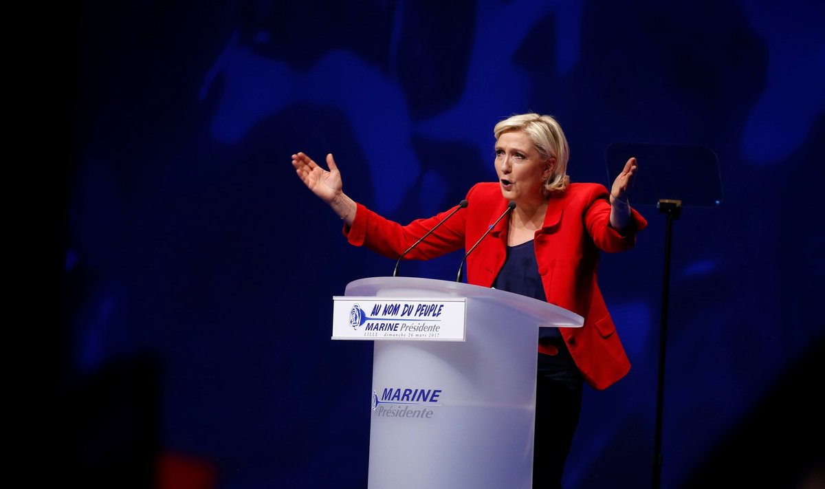 Marine Le Pen, French National Front (FN) political party leader and candidate for French 2017 presidential election, attends a political rally in Lille