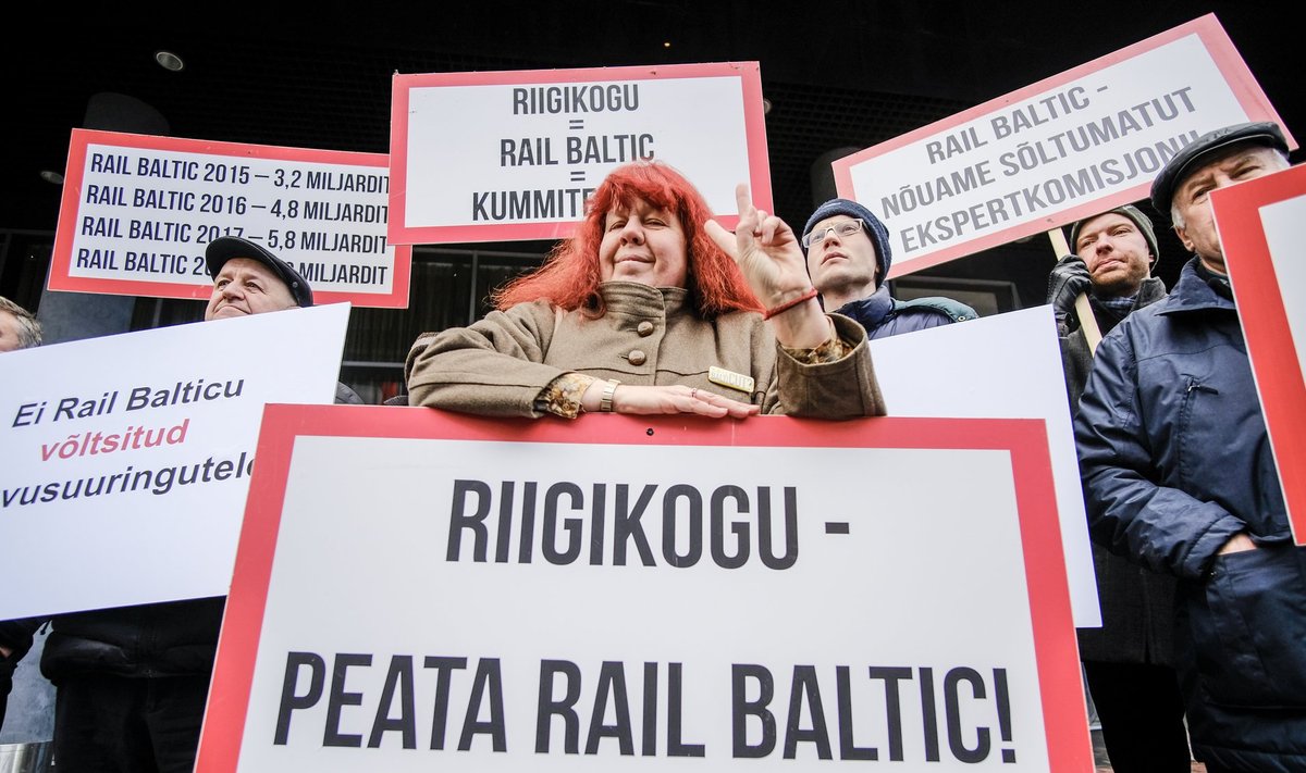 Rail Balticu vastane protest Swissoteli ees 10.04.2018