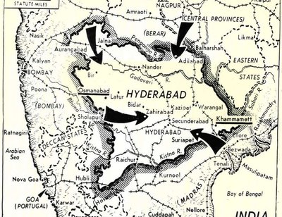 India okupeeris Hyderabadi 1948. aastal sõjalise sissetungiga. www.columbia.edu