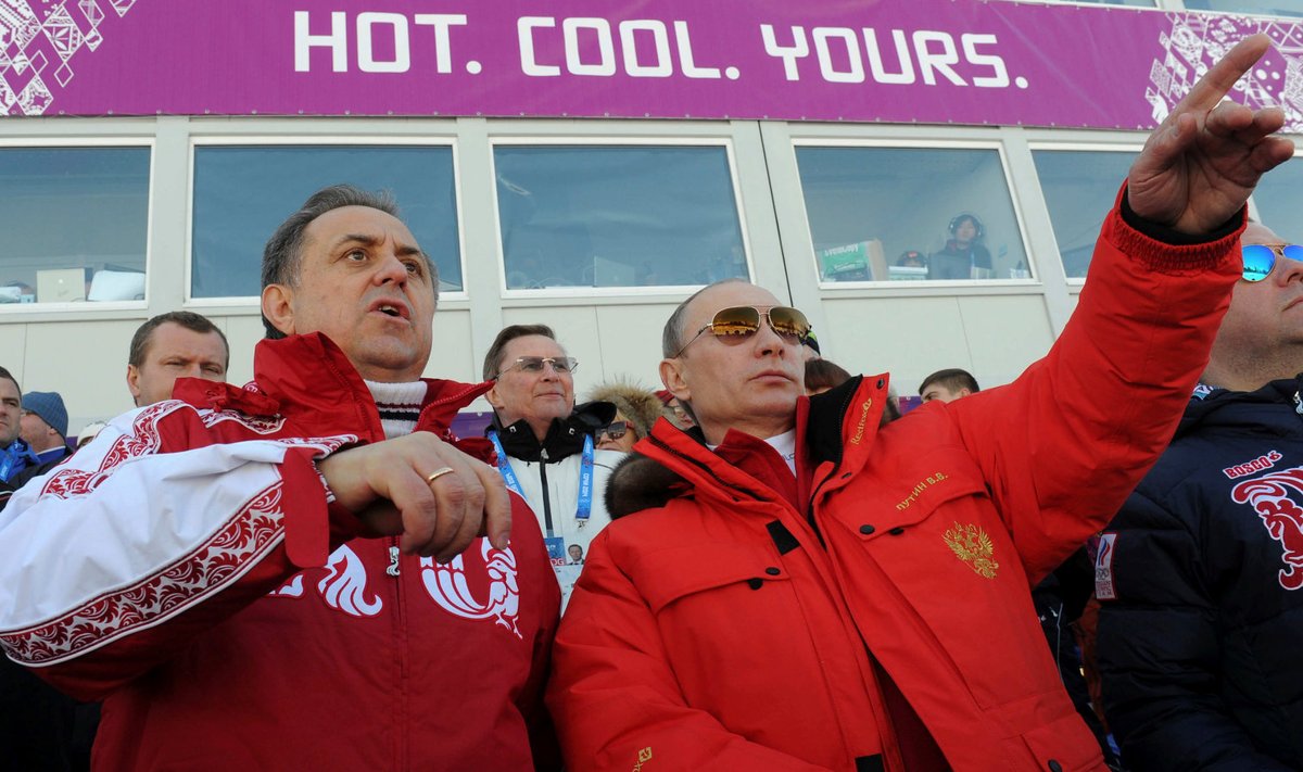 Endine Venemaa spordiminister Vitali Mutko ja president Vladimir Putin Sotši olümpial.