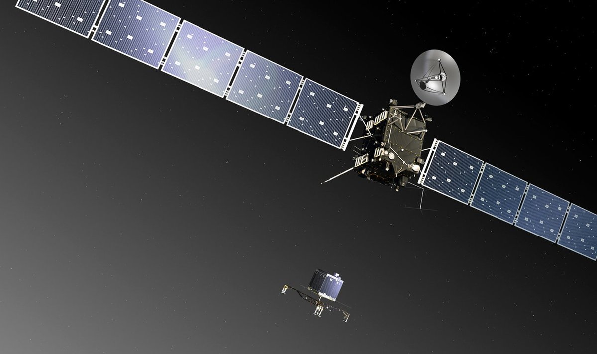 European Space Agency handout artist�s impression shows the Rosetta orbiter deploying the Philae lander to comet 67P/Churyumov�Gerasimenko