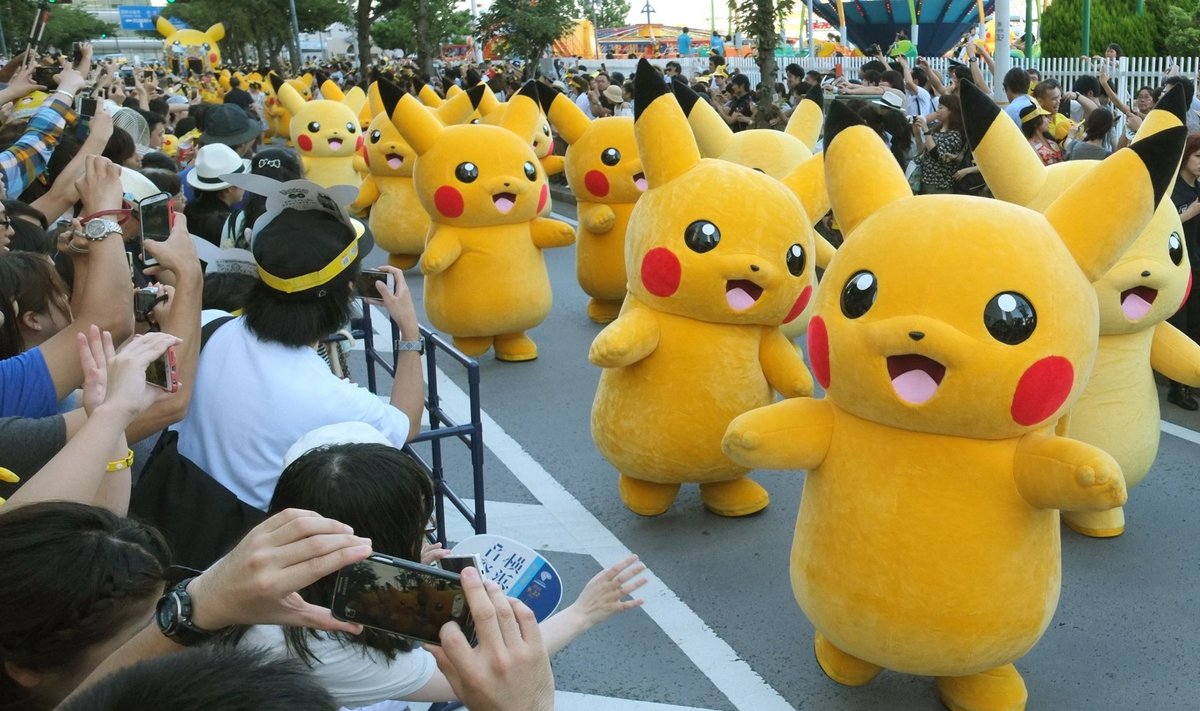 Pikachu-nimelised Pokémonid Jaapanis Yokohamas spetsiaalsel Pikachu-paraadil