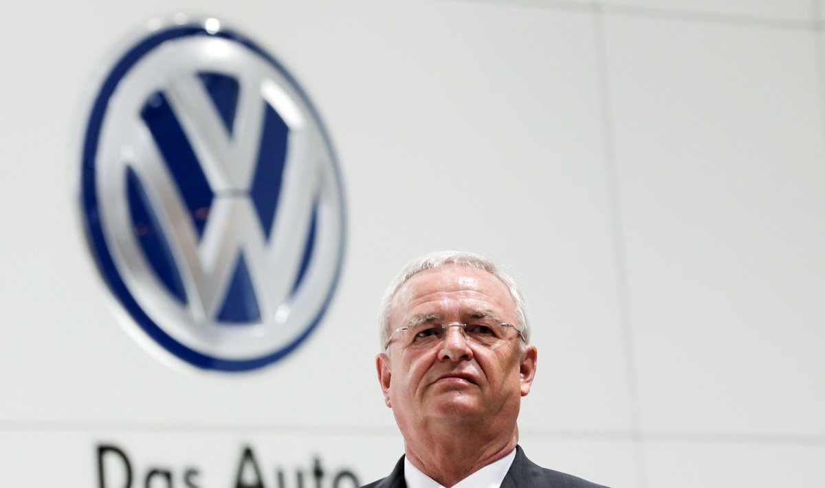 File picture shows Volkswagen Chief Executive Winterkorn standing at the Volkswagen booth at the world's largest industrial technology fair, the Hannover Messe