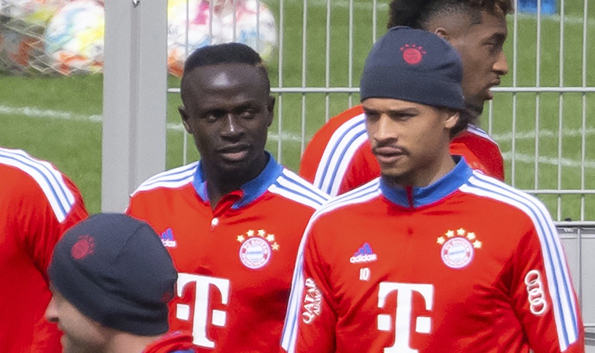 Sadio Mane (vasakul) ja Leroy Sane päev pärast rüselust Müncheni Bayerni treeningul.