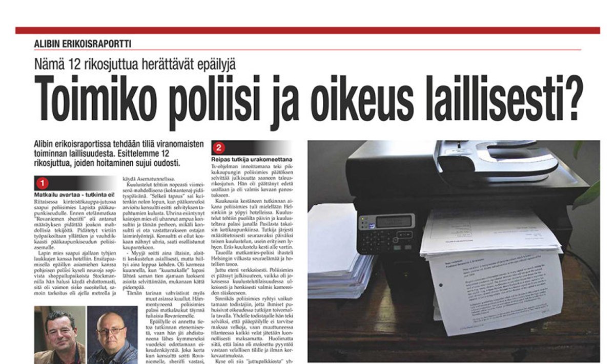 Häbilugu: Soome ajakiri ALIBI reastas 12 Soome riigi ajaloo häbiväärseima kohtuotsust. Viiendalt kohalt leiame narvakate Borissovi-Rabotinski-Saprini süüdimõistva otsuse.