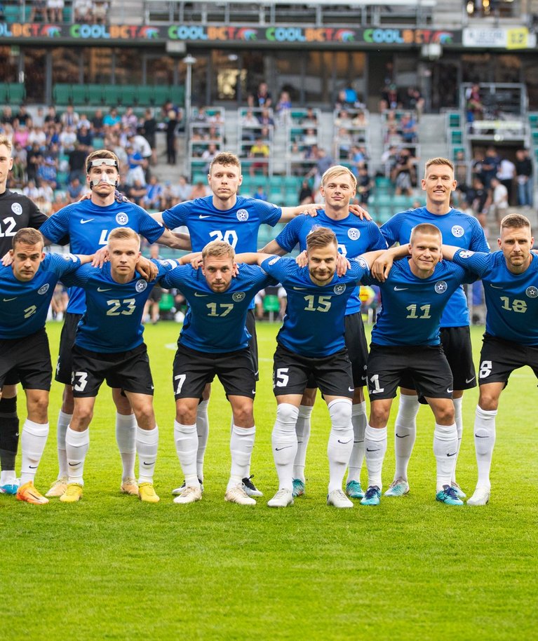 Eesti koondis enne valikmängu Belgiaga. 