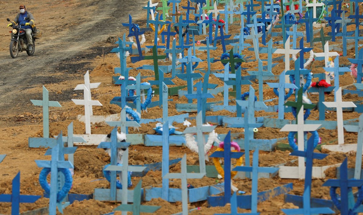 Brasiilia Manause linna Parque Tarumã surnuaia massihaud. Taamal saabub hauakaevaja uuesti tööle.
