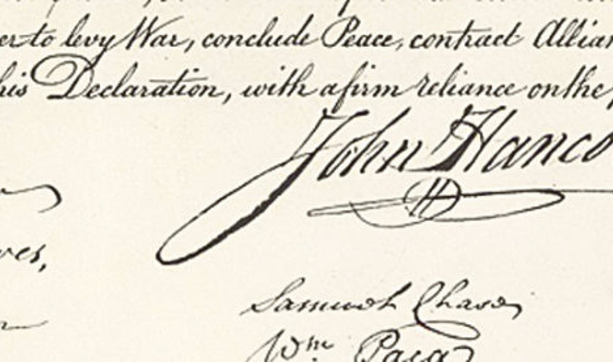 John Hancocki allkiri Iseseisvusdeklaratsioonil.