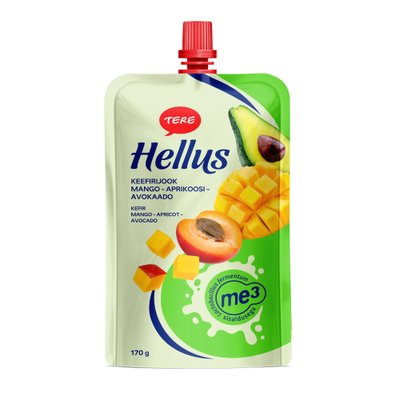 Кефирный напиток Hellus с манго, абрикосом, авокадо предприятия Tere AS.
