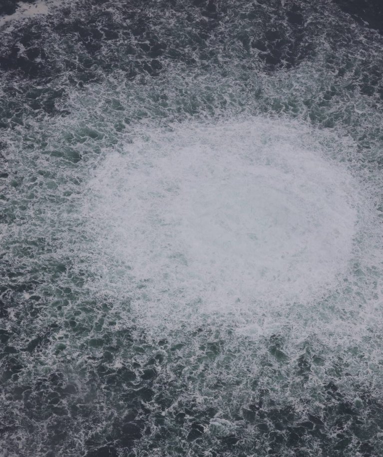 Septembri lõpus tehtud pilt Nord Streami gaasilekkest. Praeguseks on gaasi pinnalekerkimine juba läbi..