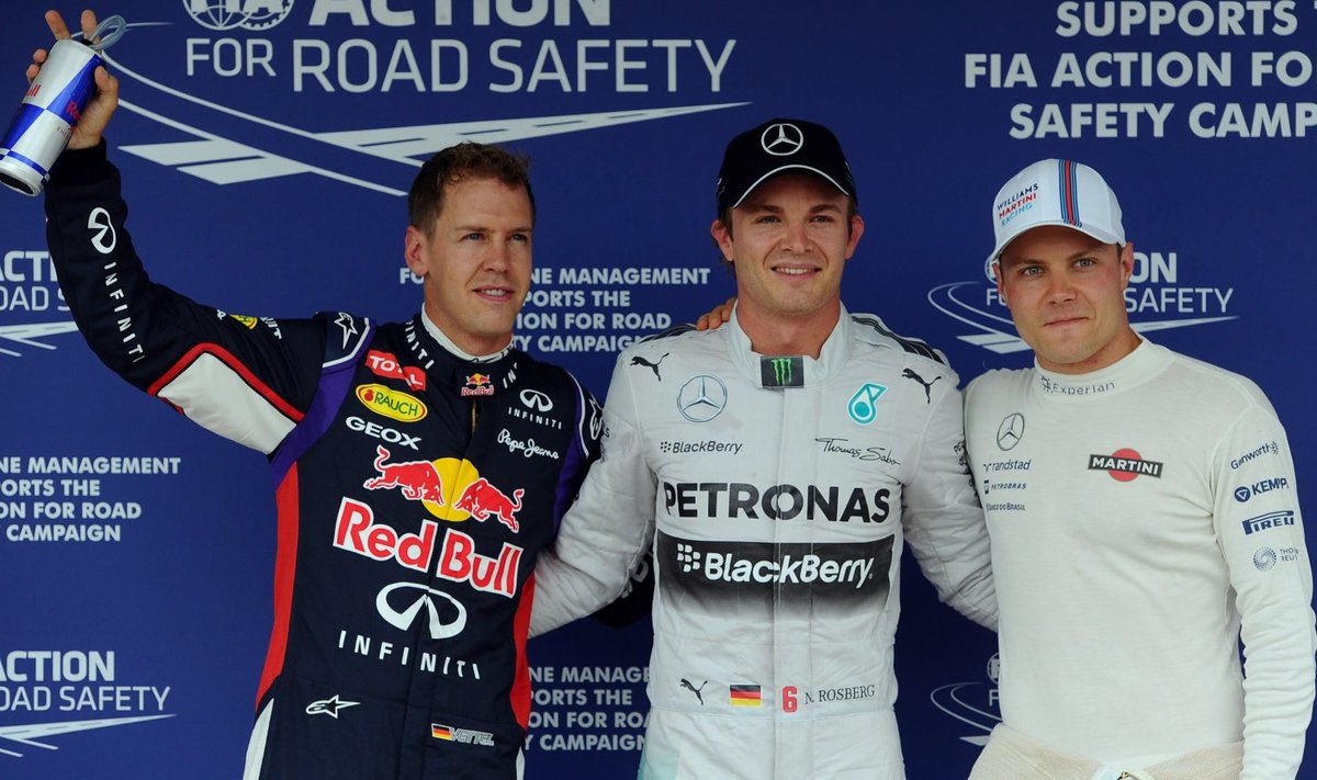 Sebastian Vettel, Nico Rosberg, Valtteri Bottas.