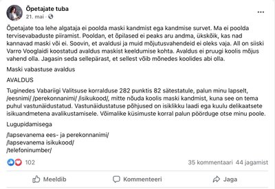 Uus Facebooki leht jagab järjekordset nii-öelda avaldust.