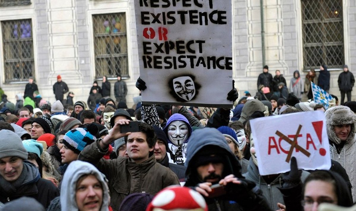 Meeleavaldusi ACTA vastu on toimunud mitmes Saksa linnas, pildil on protestijad Münchenis. Foto: AFP/ Scanpix