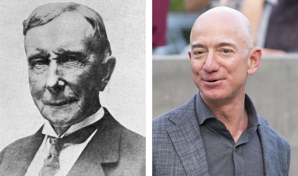 Naftatööstur John D. Rockefeller ( vasakul) ja Amazoni asutaja Jeff Bezos.