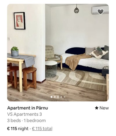Kuvatõmmis Airbnb kodulehelt