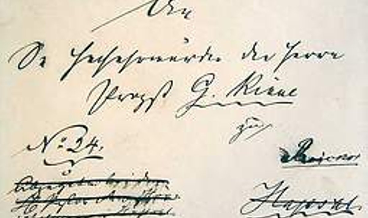 Kiri hümni loojale: Vormsi saarelt mais 1871 Reiki saadetud kiri on adresseeritud Gustav Feliks Rinnele. Erakogu