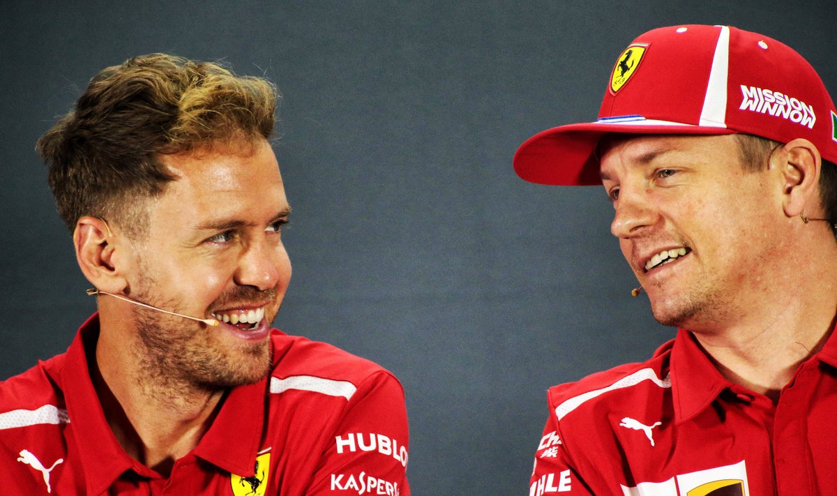 Sebastian Vettel ja Kimi Räikkönen mullu Ferrari ridades.