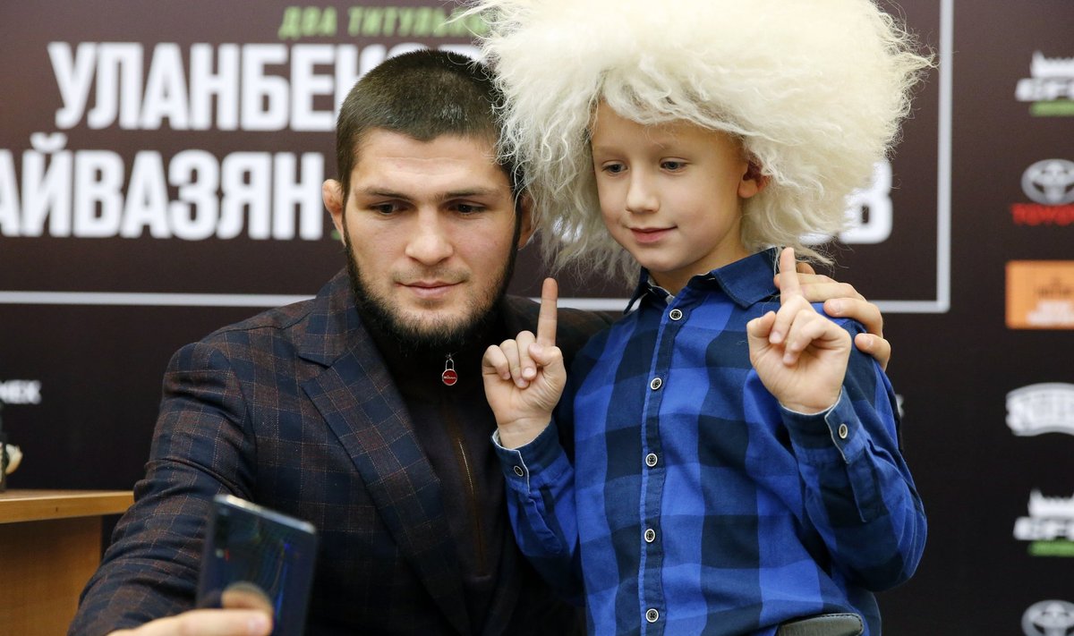 Russian MMA fighter Khabib Nurmagomedov gives press conference in Krasnodar