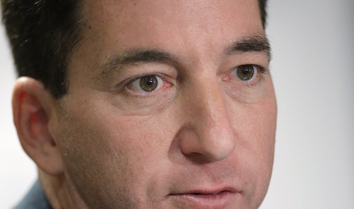 Greenwald attends a news conference after receiving the George Polk Awards in New York