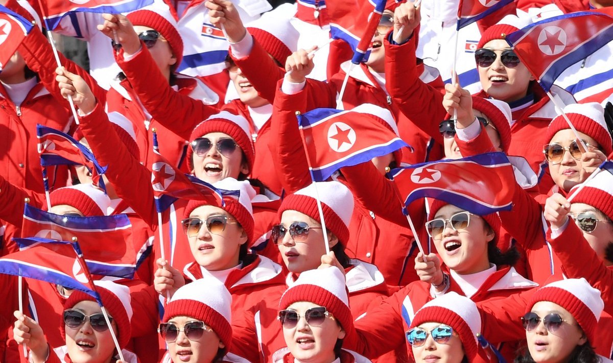 Põhja-Korea fännid 2018. aasta Pyeongchangi taliolümpiamängudel.